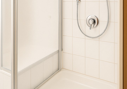 Dusche neben der Badewanne