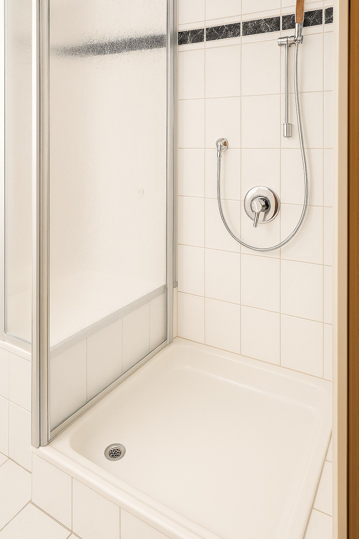 Dusche neben der Badewanne