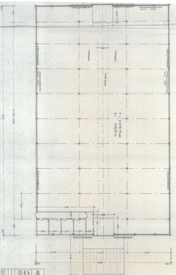 Grundriss Lagerhalle mit Maßen