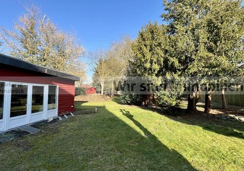 Blick auf den Anbau und Garten