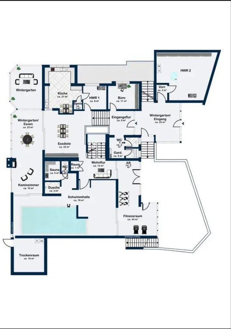 Wohn-/Essbereich, Schwimmbad