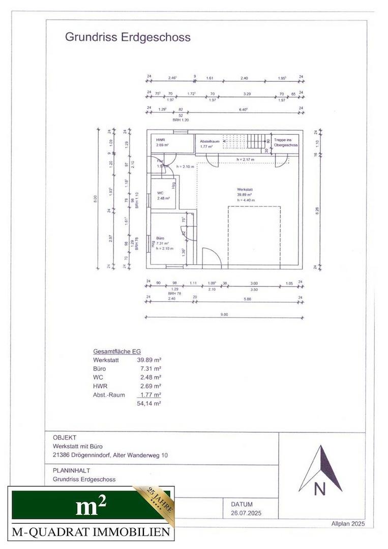 Grundriss EG - Werkstattbereich