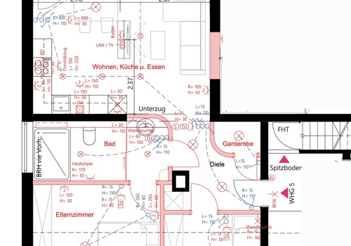 Grundriss DG Whg 5 mit Elektro