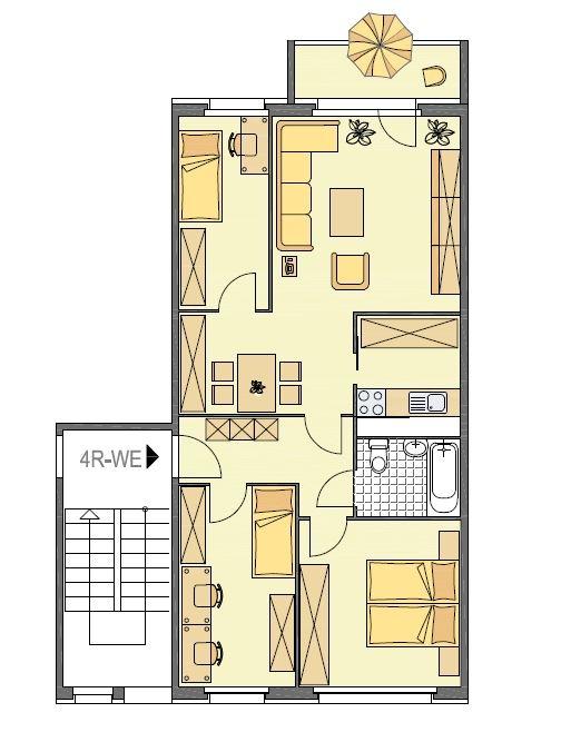 Grundriss Zeulsdorfer Straße 29 5.OG rechts 4-RWE möbliert