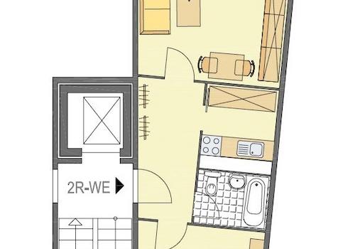 Ahornstraße 9 2-RWE EG-5.OG Grundriss möbliert
