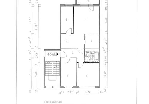 Eichenstraße 25 2.OG, 4-RWE vermaßt