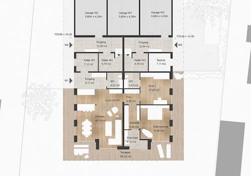 Grundriss EG mit Grundstück