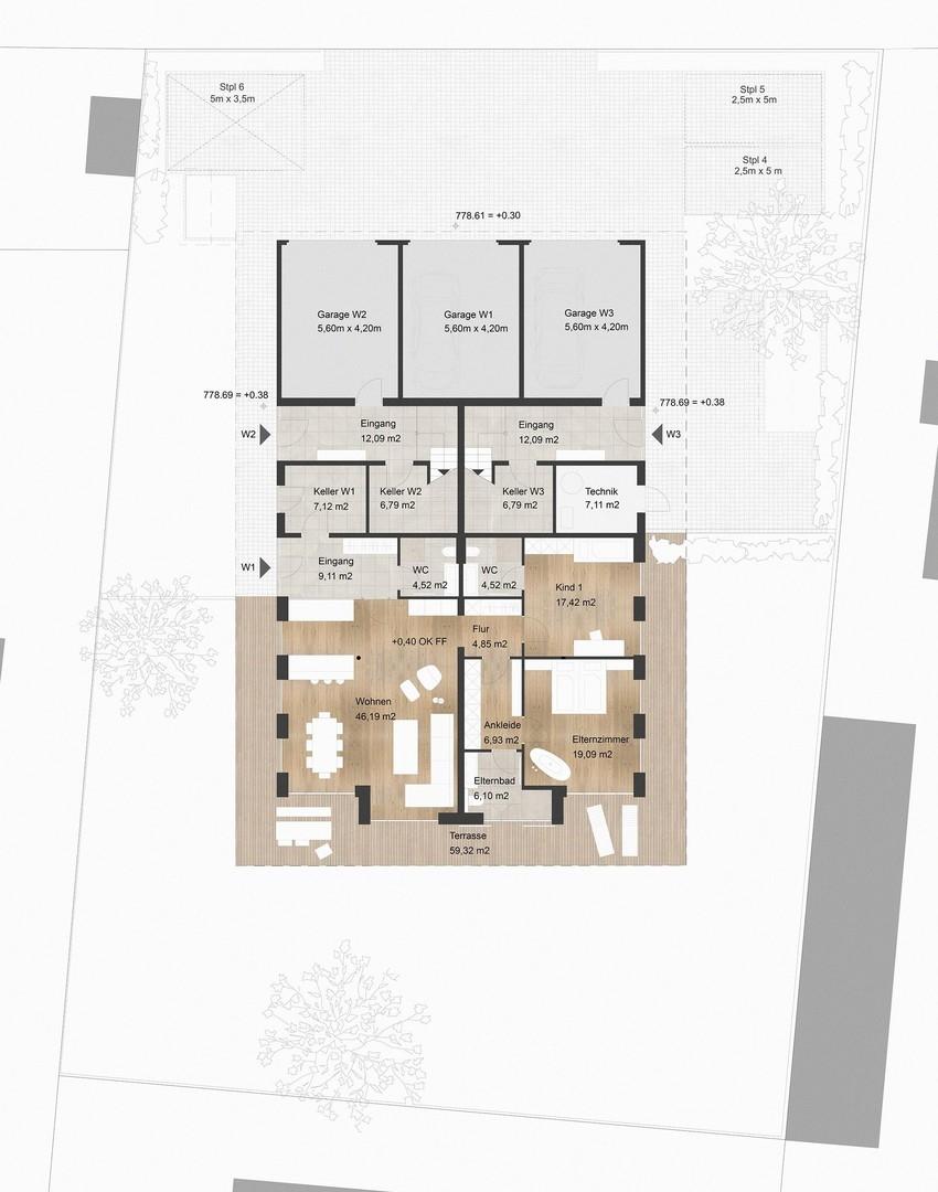 Grundriss EG mit Grundstück