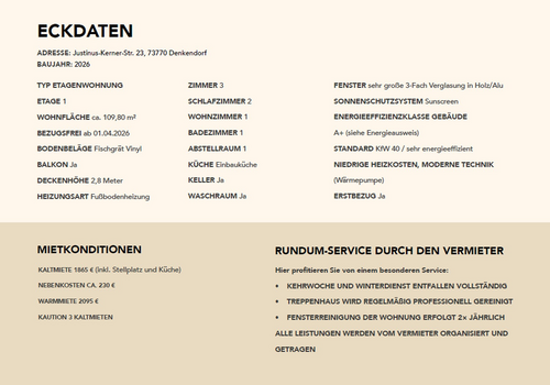 Eckdaten und Inklusivleistunge