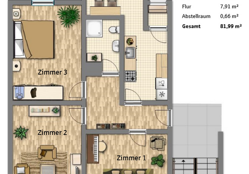 Grundriss 3-Zi-82QM EG