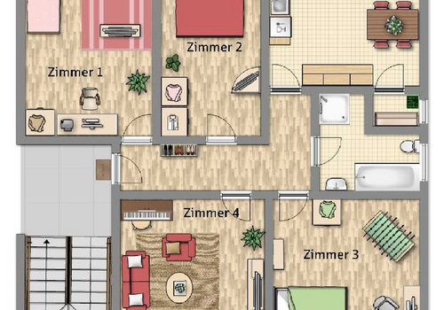 Grundriss 4-Zi- 100 QM 1 OG