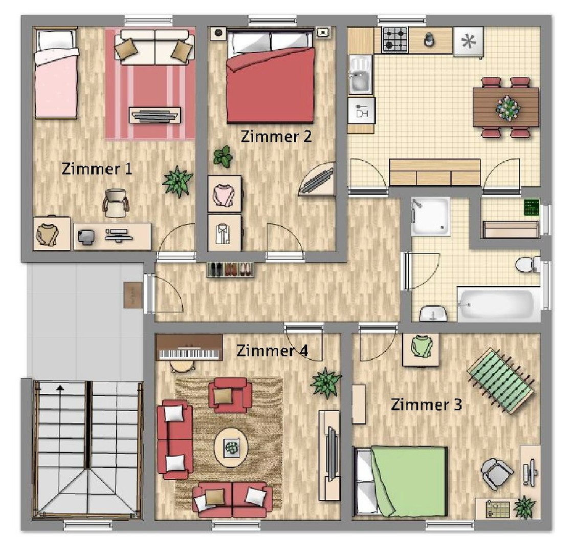 Grundriss 4-Zi- 100 QM 1 OG