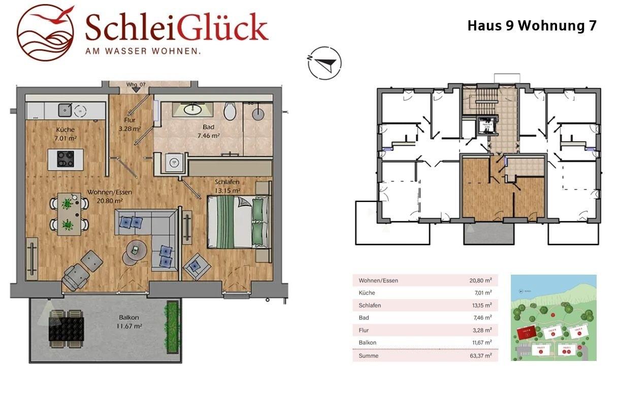 Grundriss und Lage Wohnung 7