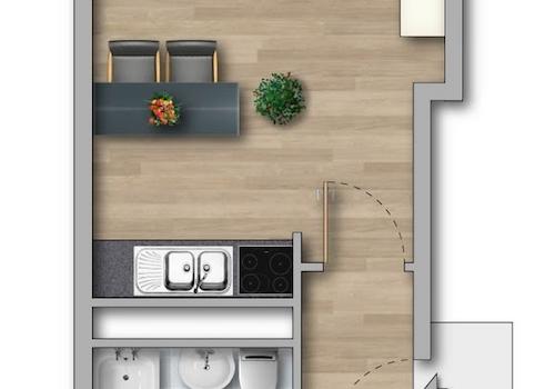 Grundrissskizze Küche mit Tresen !