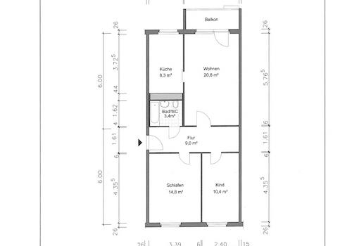 Grundriss mit Maßen