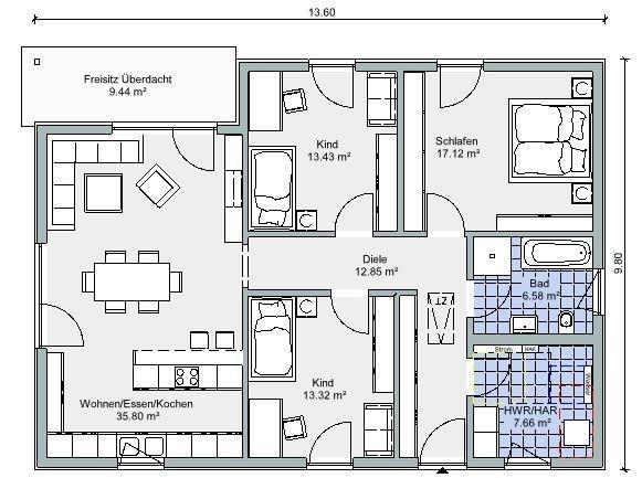 Bestseller KOMFORT 116 - Bunglow-Grundriss