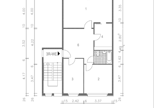 Grundriss 3-RWE Eichenstraße 7 EG links 2 - vermaßt