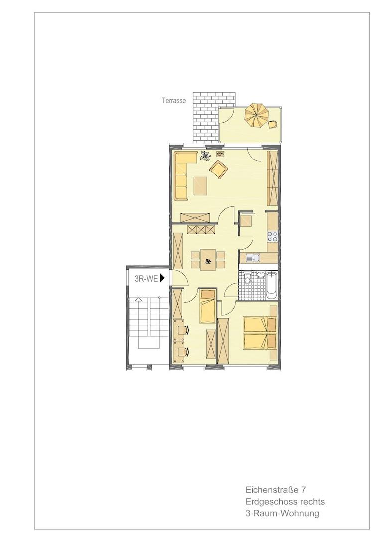 Grundriss 3-RWE Eichenstraße 7 EG links 2 - möbliert