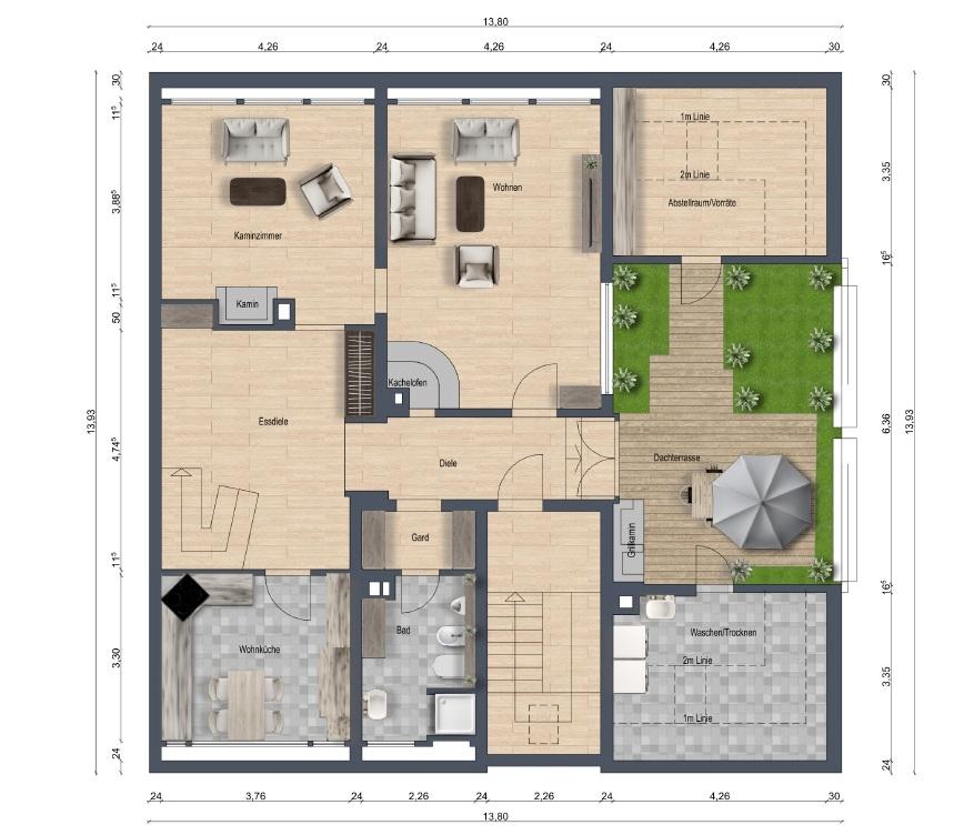 Grundriss untere Etage