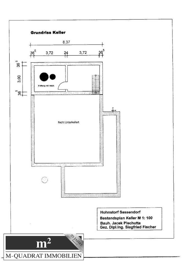 Grundriss Teilkeller bemaßt