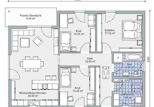 Bestseller KOMFORT 116 - Bunglow-Grundriss