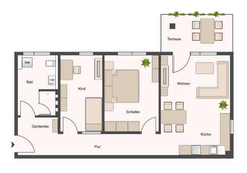 Grundriss - ca. 69,5 qm Wfl.