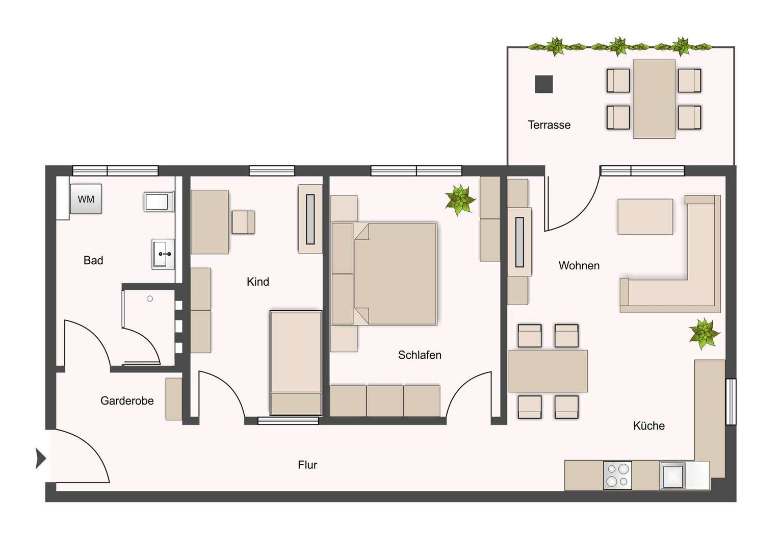 Grundriss - ca. 69,5 qm Wfl.