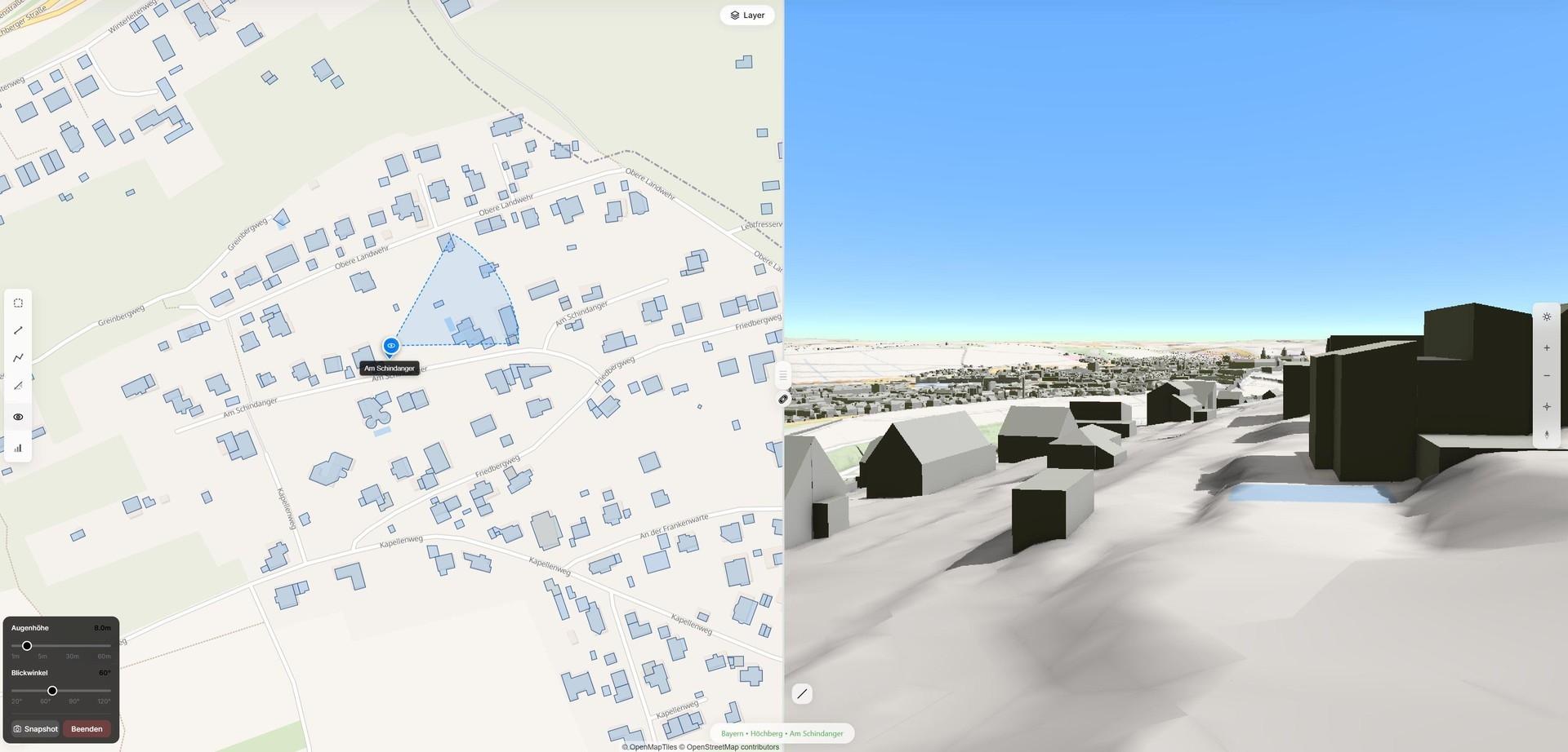 Sichtstudie ohne Bäume