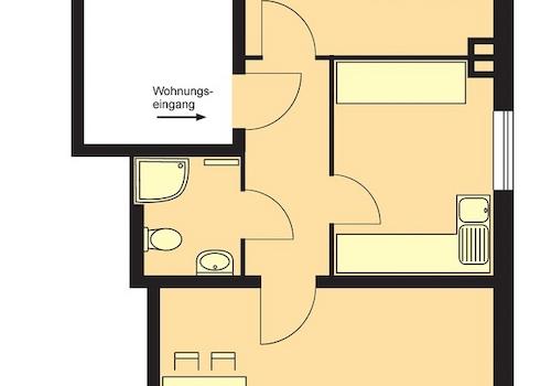 Grundriss Zwei-Zimmer-Wohnung