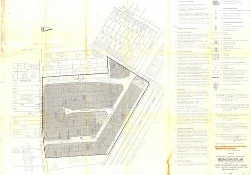 Bebauungsplan mit Pfeil