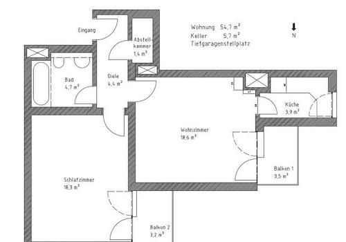 Grundriss Balkone nach Westen