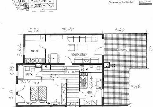 Grundriss mit Nord-Pfeil
