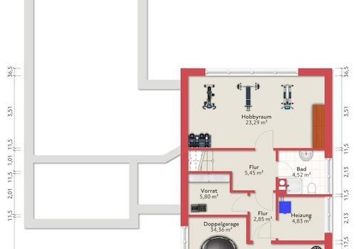 der Teilkeller, beispielhaft möbliert