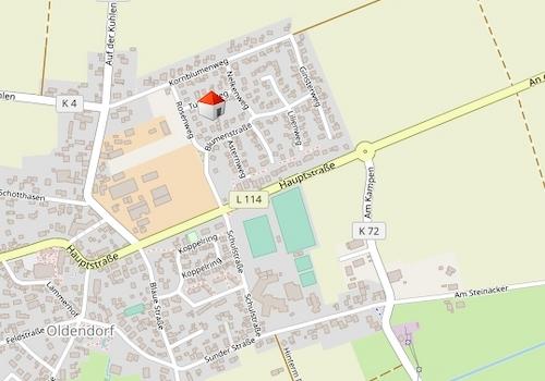 die ungefähre Lage in Oldendorf