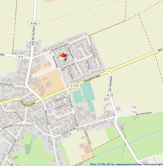 die ungefähre Lage in Oldendorf