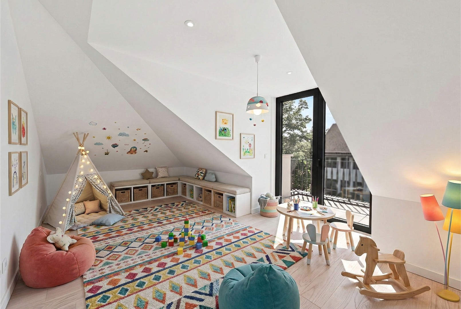 Kinderzimmer mit Balkon im DG