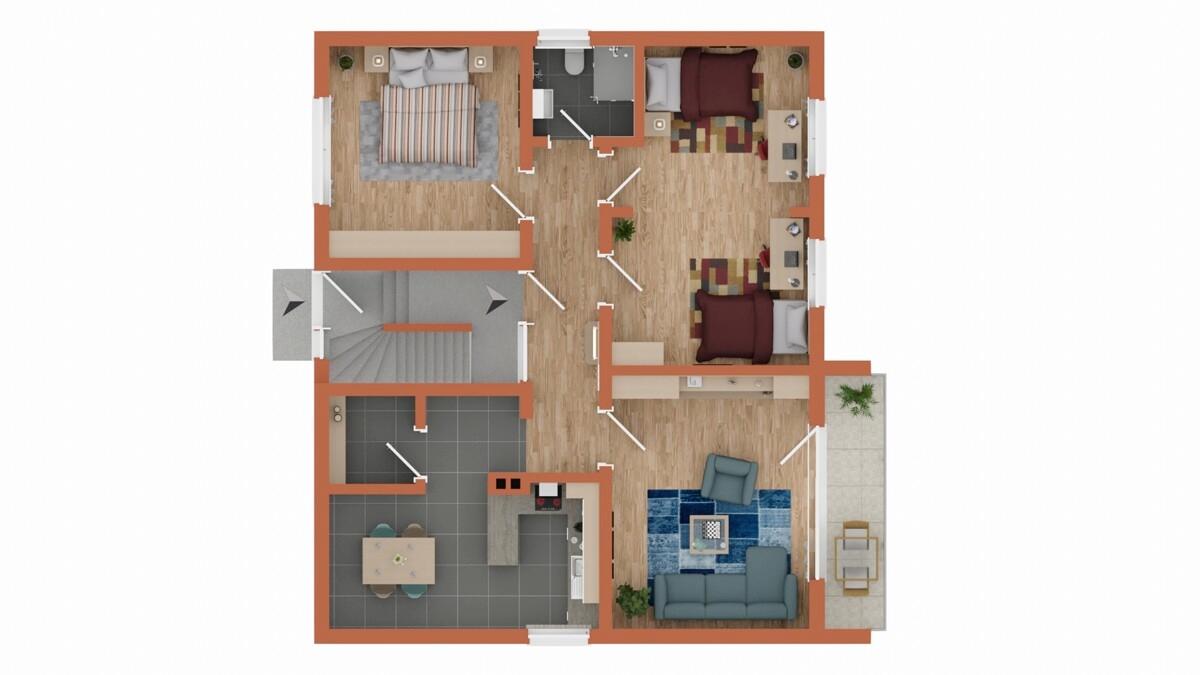 obere Etage ( vermietet)