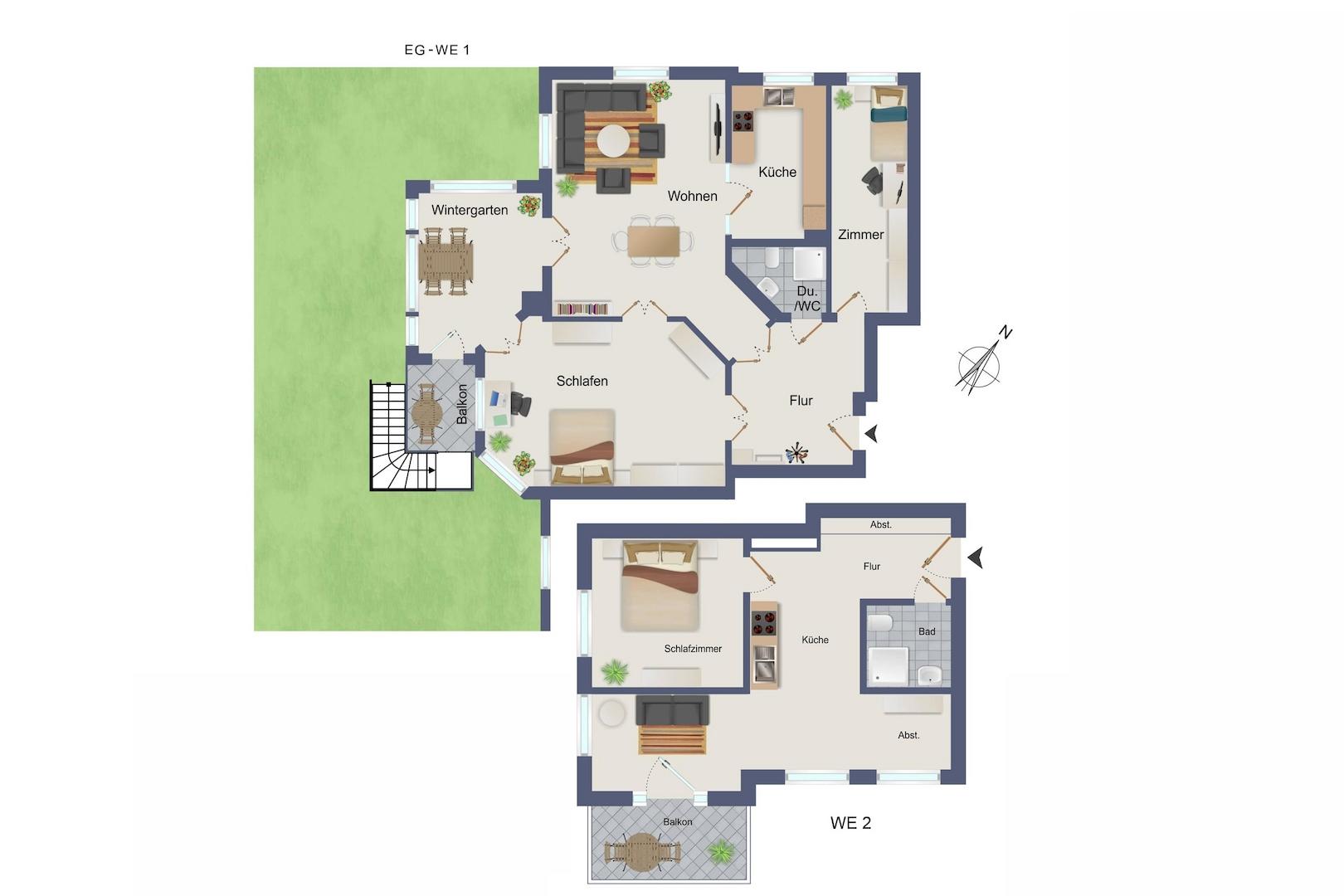 Wohnungspaket | Grundriss WE1 und WE2