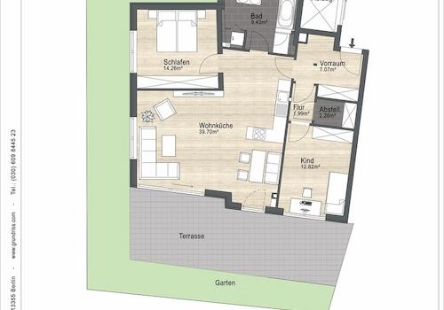 Grundriss mit Gartenanteil