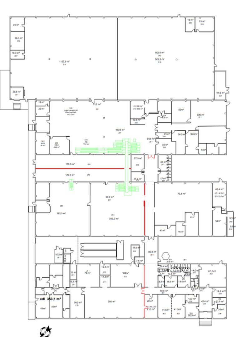 Grundriss Halle 1-4 ca. 6900qm