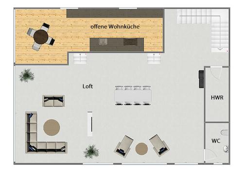 Grundriss Obergeschoss (nicht maßstabsgetreu)