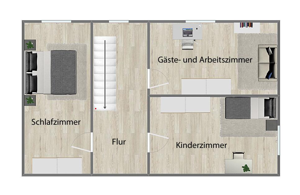 Grundriss Dachgeschoss (nicht maßstabsgetreu)