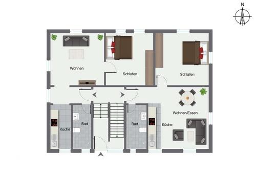 Hochparterre Wohnung 1 u 2 