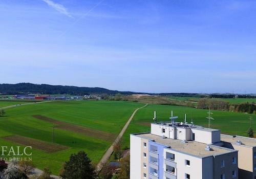 Ausblick über Felder und Landschaft