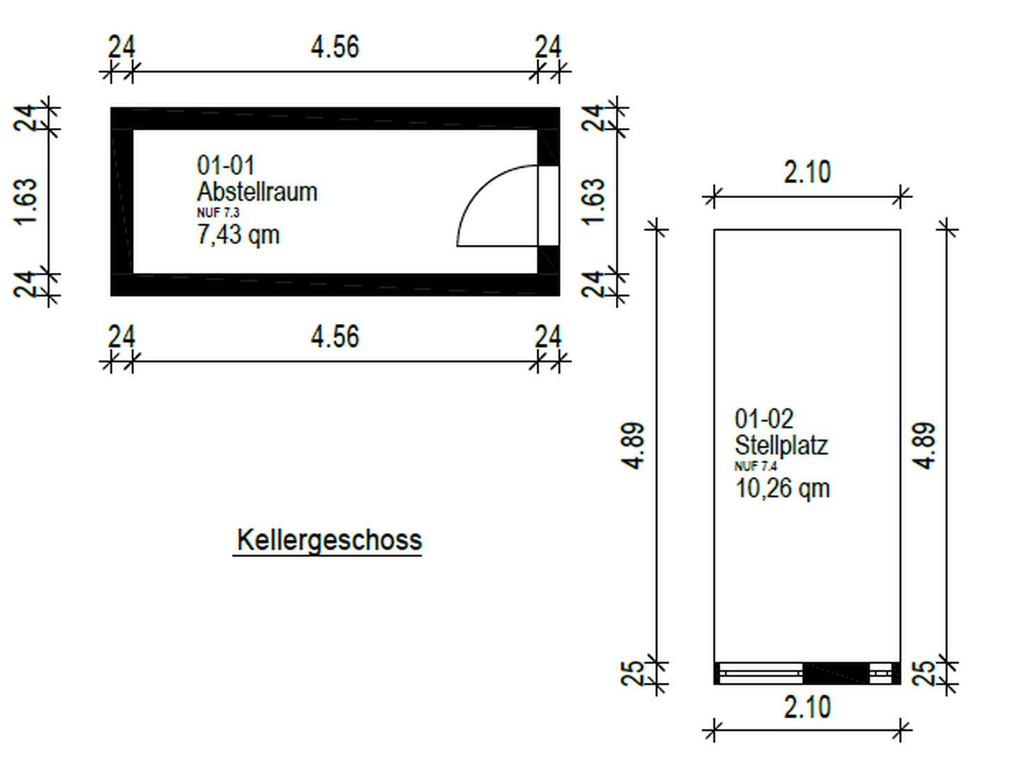 Grundriss Keller/TG-Stellplatz