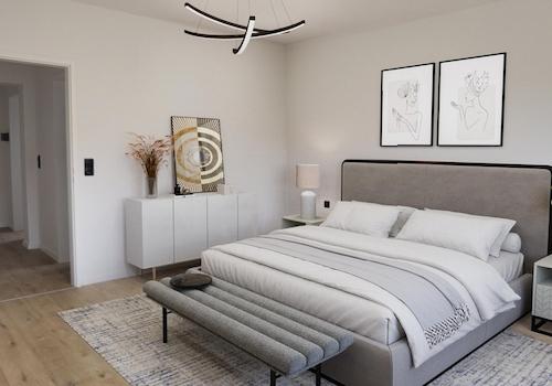 Schlafzimmer mit KI möbeliert