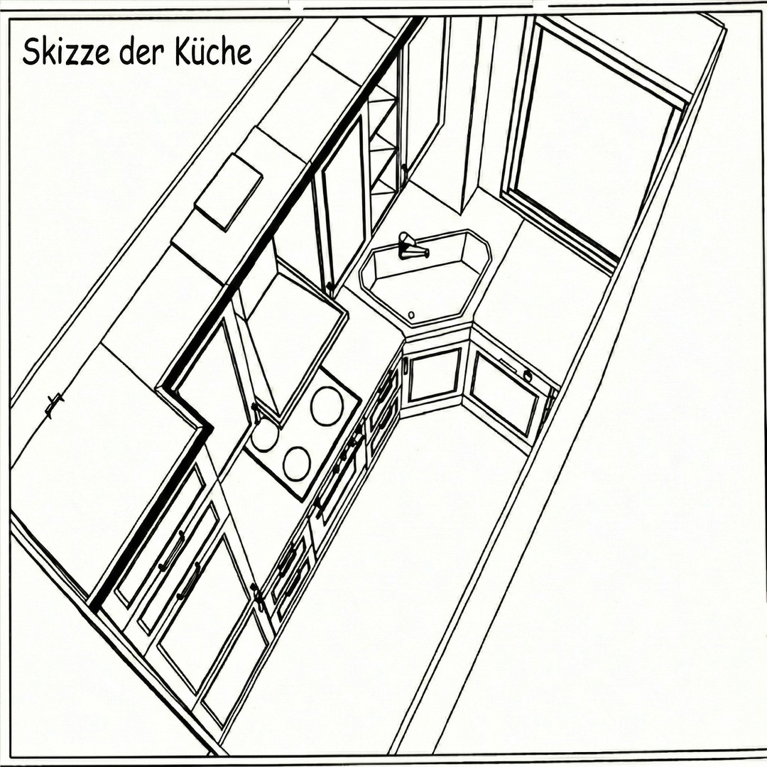 Skizze der Küche/Einbauküche