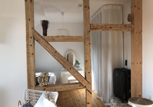 Blick Wohnzimmer Schlafzimmer
