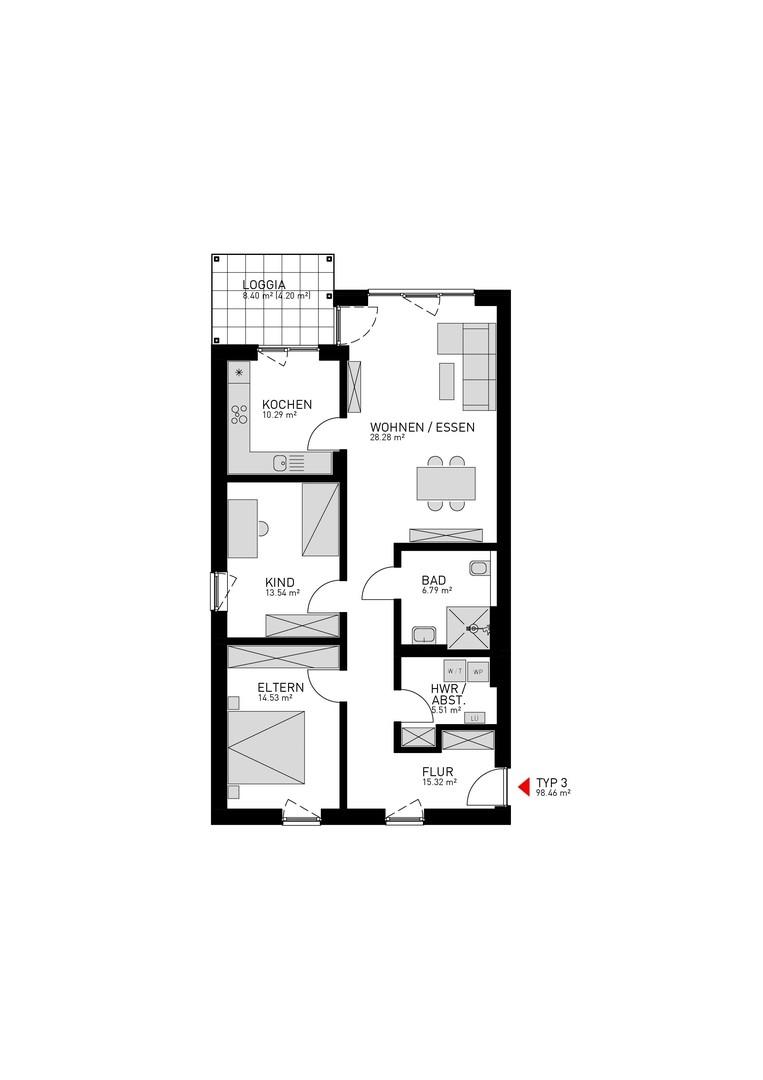 Wohnung Typ 3 - Haus 11c