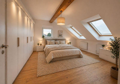 Schlafzimmer KI möbliert